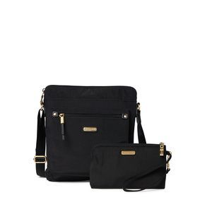 Go Bagg With Rfid Phone Wristlet, Black Gold Hardware, One Size Us XD